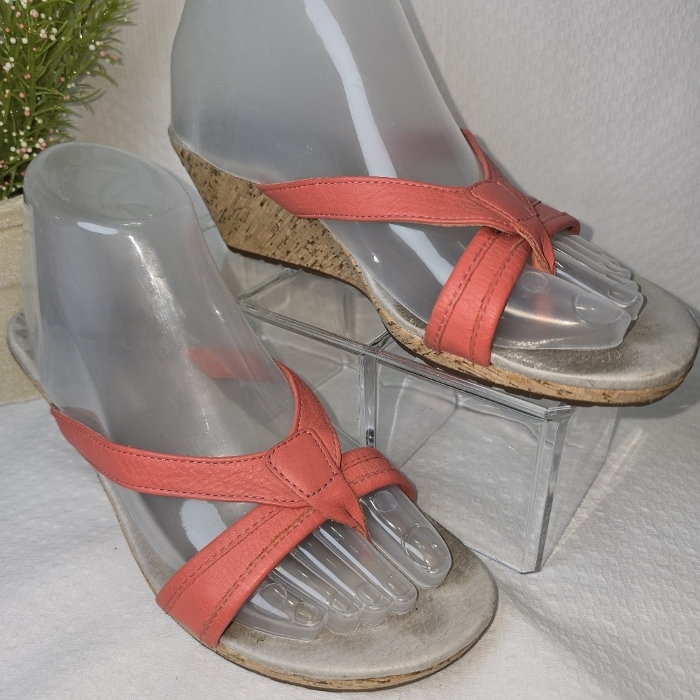 Patagonia Coral and Silver Wedges with Cork Heel Womens Size 7.5 Euc